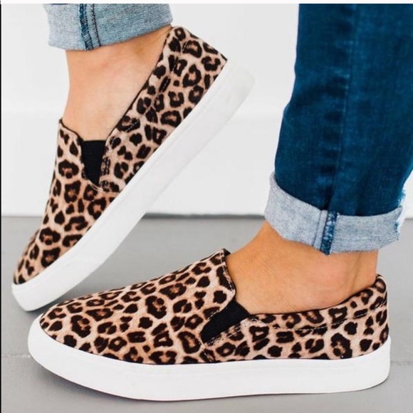 Shoes - Leopard Slip On Sneakers